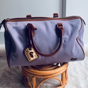 Vintage Dooney & Bourke Lavender Nylon Satchel Bag with Genuine Leather Trim